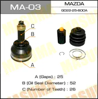 ШРУС 25x52x26 MASUMA MA03