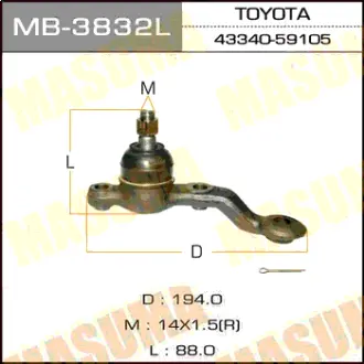 Шаровая опора front low MARK II, CRESTA, CHASER/ GX100, JZX100, JZX101, LX100 MASUMA MB3832L