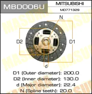 Диск сцепления 200*130*20*22.4 MASUMA MBD006U