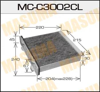 Фільтр салону AC3504 вугільний PAJERO MONTERO/ V87W, V88W, V93W, V98W (MC-C3002CL) MASUMA MCC3002CL