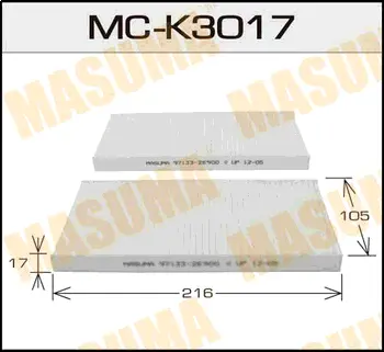 Салонный фильтр AC9320SET KIA/ SORENTO/ V2500, V3500 02-06 MASUMA MCK3017