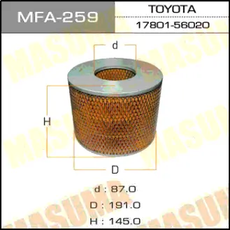 Воздушный фильтр A-136, аналог A-120 MASUMA MFA259