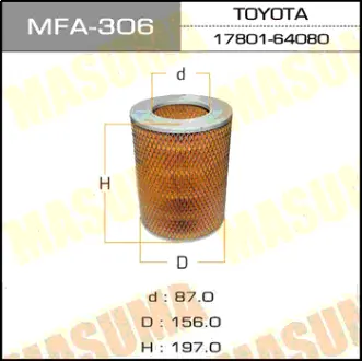 Воздушный фильтр A-183 MASUMA MFA306