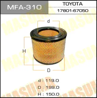 Воздушный фильтр A-187 MASUMA MFA310