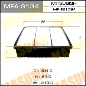 Фільтр повітряний Mitsubishi Lancer (-11), Outlander (03-09) (MFA-3134) MASUMA MFA3134