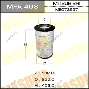 Воздушный фильтр A-370 MASUMA MFA493 (фото 1)
