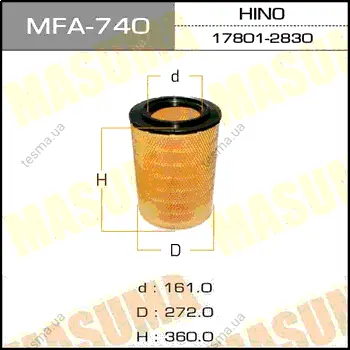 Воздушный фильтр A-617 MASUMA MFA740 (фото 1)