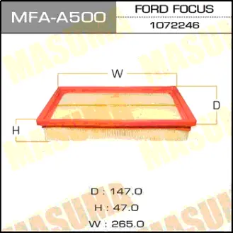 Воздушный фильтр A0262 LHD FORD/FOCUS/V1600, V1800, V2000 98-05 MASUMA MFAA500