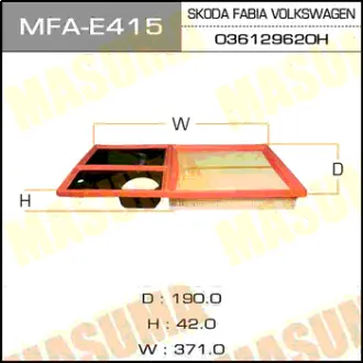 Воздушный фильтр A0470 LHD VOLKSWAGEN/ GOLF/ V1400 06- MASUMA MFAE415