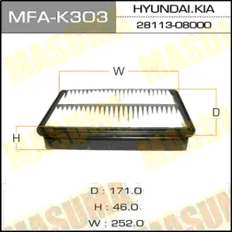 Фільтр повітряний A2517 KIA/ SPORTAGE/ V2000 V2700 04- (MFA-K303) MASUMA MFAK303