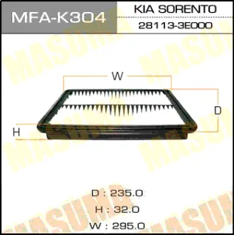 Фільтр повітряний A2519 KIA/ SORENTO/ V2400 V2500 V3500 02- (MFA-K304) MASUMA MFAK304