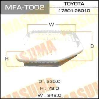 Фільтр повітряний Toyota RAV4 2.0, 2.2D (05-15) (MFA-T002) MASUMA MFAT002