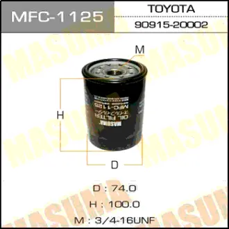 Фільтр масляний Toyota FJ Cruiser (06-09), Land Cruiser (-12), Land Cruiser Prado (05-09), Sequoia (00-09) 4.0, 4.7 (MFC-1125) MASUMA MFC1125