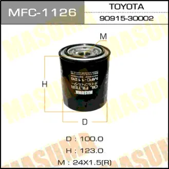 Фільтр масляний Toyota Land Cruiser (-07), Land Cruiser Prado (00-07) D 3.0, 4.2 (MFC-1126) MASUMA MFC1126