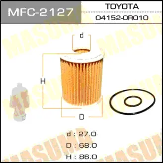 Фільтр масляний (вставка) Toyota Avensis (06-15), FJ Cruiser (10-), Land Cruiser Prado (06-), RAV 4 (05-) (MFC-2127) MASUMA MFC2127
