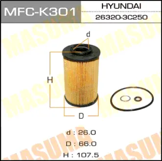Масляный фильтр LHD HYUNDAI/ SONATA NF, SORENTO/ V3300 MASUMA MFCK301