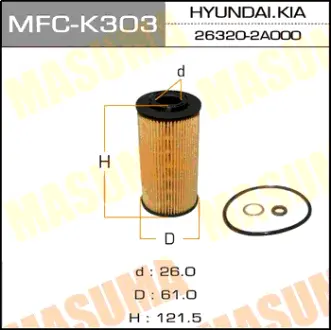 Масляный фильтр O-004 LHD HYUNDAI/ ACCENT, MATRIX/ V1500 MASUMA MFCK303