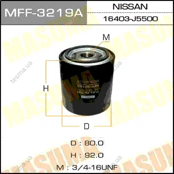 Fuel filter, Spin-on. Фильтр топливный, накручиваемый MASUMA MFF3219 (фото 1)