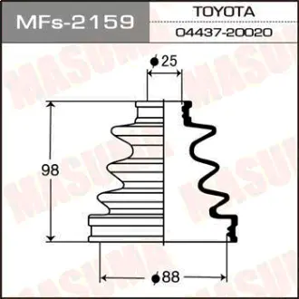 Пильовик ШРКШ зовнішнього (силікон) Toyota Camry (01-05), Prius (09-15) (MFs-2159) MASUMA MFS2159