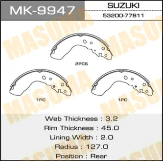 Колодки тормозные барабанные R-5534 MASUMA MK9947