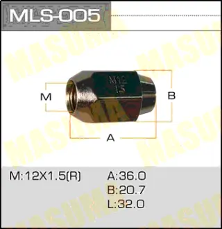 Гайка 12x1.5 / под ключ=21мм MASUMA MLS005