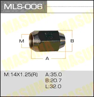 Гайка 14x1.25 / под ключ=21мм MASUMA MLS006