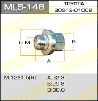 Гайка Toyota, Daihatsu, Lexus, Mitsubishi, Honda 12x1.5 / под ключ=21мм MASUMA MLS148