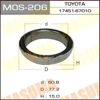 Кольцо глушителя 60.8 x 77.2 MASUMA MOS206