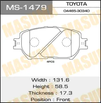 Колодки гальмівні передн (MS-1479) MASUMA MS1479
