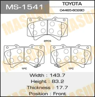Колодки гальмівні передн Lexus LX570/ Toyota Land Cruiser (07-) (MS-1541) MASUMA MS1541
