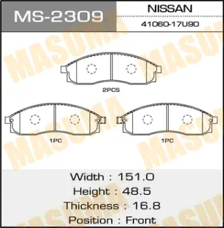 Колодки тормозные дисковые AN-382K MASUMA MS2309