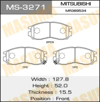 Колодки тормозные дисковые AN-312K MASUMA MS3271