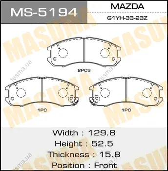 Колодки тормозные дисковые AN-249 MASUMA MS5194 (фото 1)