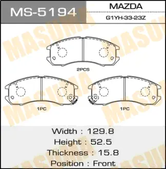 Колодки тормозные дисковые AN-249 MASUMA MS5194