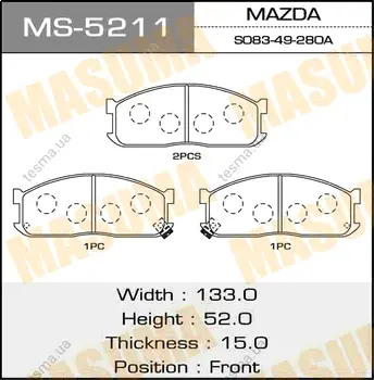 Колодки тормозные дисковые AN-133K MASUMA MS5211 (фото 1)