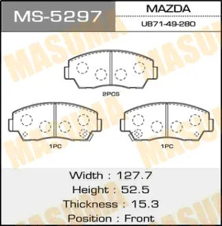 Колодки тормозные дисковые AN-357K MASUMA MS5297