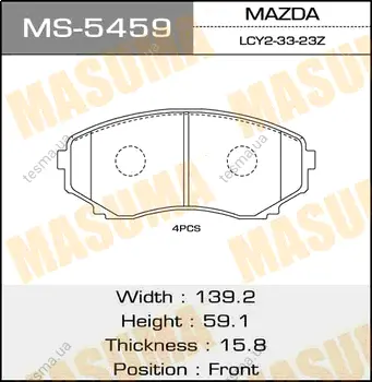 Колодки тормозные дисковые AN-631WK MASUMA MS5459 (фото 1)