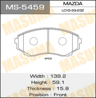 Колодки тормозные дисковые AN-631WK MASUMA MS5459