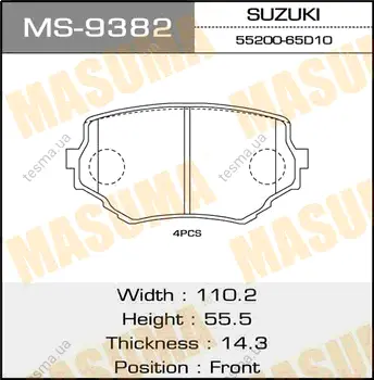 Колодки тормозные дисковые AN-451K MASUMA MS9382 (фото 1)