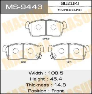 Колодки тормозные дисковые AN-661K MASUMA MS9443