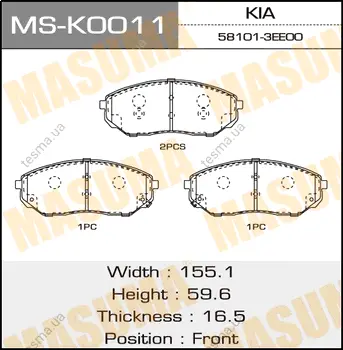 Колодки тормозные дисковые SORENTO front MASUMA MSK0011 (фото 1)