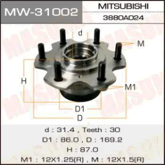 Маточина колеса переднього у зборі з підшипником Mitsubishi Pajero (00-) (MW-31002) MASUMA MW31002