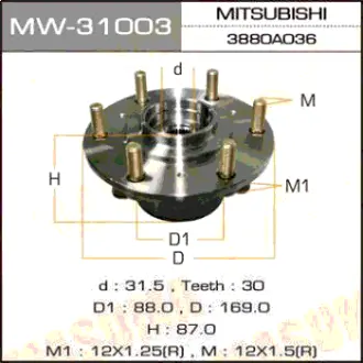 Маточина колеса переднього у зборі з підшипником Mitsubishi L200 (07-), Pajero Sport (08-) (MW-31003) MASUMA MW31003