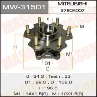 Маточина колеса заднього у зборі з підшипником Mitsubishi Pajero (06-) (MW-31501) MASUMA MW31501