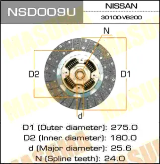 Диск сцепления 275*180*24*25.6 MASUMA NSD009U