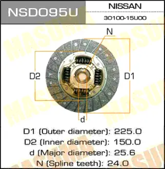 Диск сцепления 225*150*24*25.6 MASUMA NSD095U