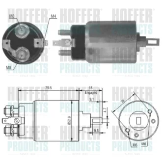 Соленоїд стартера FORD MAVERICK NISSAN PICK UP, TERRANO I, TERRANO II, URVAN 2.3D/2.5D/2.7D 03.86-09.07 MEAT&DORIA 46022