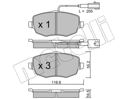 Колодки гальмівні METELLI 2205281