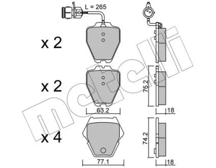 Колодки гальмівні METELLI 2207740