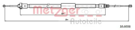 Трос ручного гальма METZGER 106038
